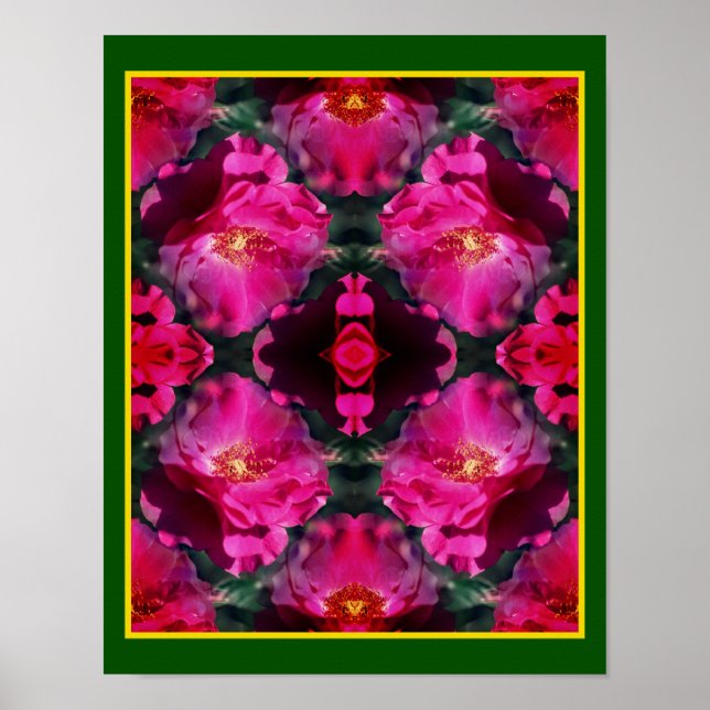 Poster Rosas Rosa Abstrato Arte Floral (Frente)