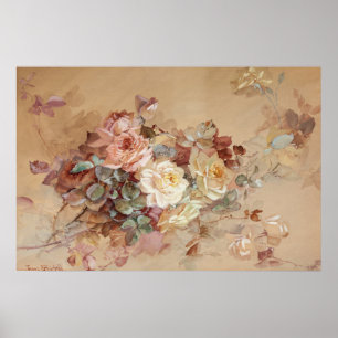 Poster Rosas rosa e amarelas - Franz Bischoff