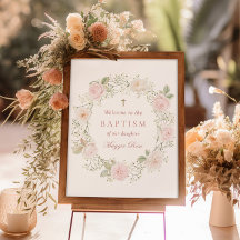 Rosas rosa e batismo respiratório do bebê bem vind