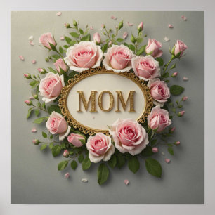 Poster Rosas Rosa Elegantes Para a Mãe no Dia de as mães