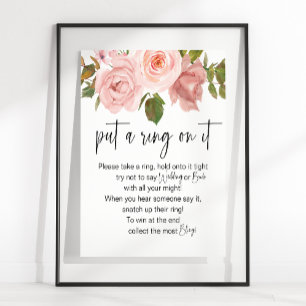 Poster Rosas Rosa Escamosas Floral Colocou Um Anel No Jog