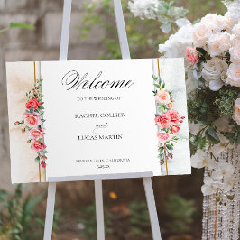 Poster Rosas Rosa Românticas e Caligrafia Boas-vindas