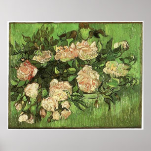 Póster Rosas Rosa, Vam Gogh, 1890