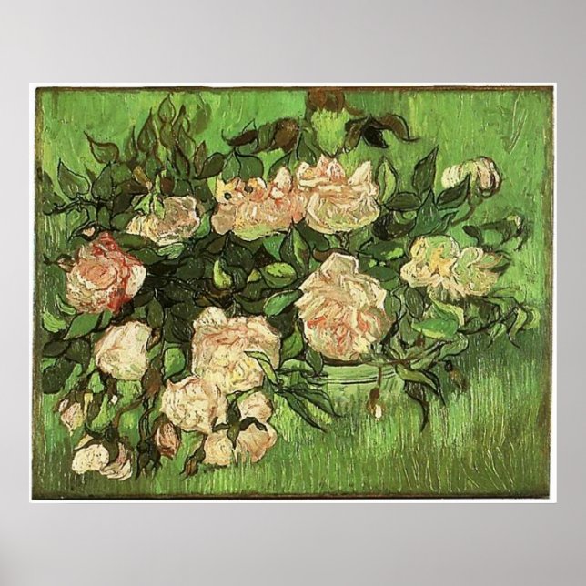 Póster Rosas Rosa, Vam Gogh, 1890 (Frente)