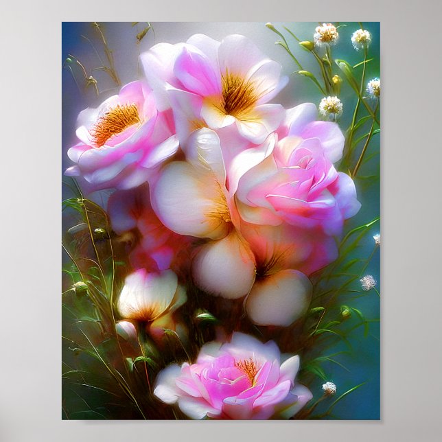 Poster Rosas rosa vibrantes (Frente)