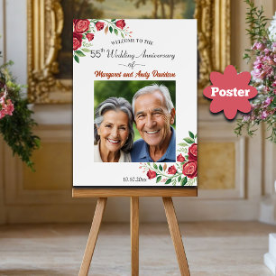 Poster Rosas Rosadas 55º Aniversário de Casamento Foto Be
