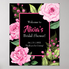 Poster Rosas Rosas em Chá sobre Boas-Vindas para Chá de N