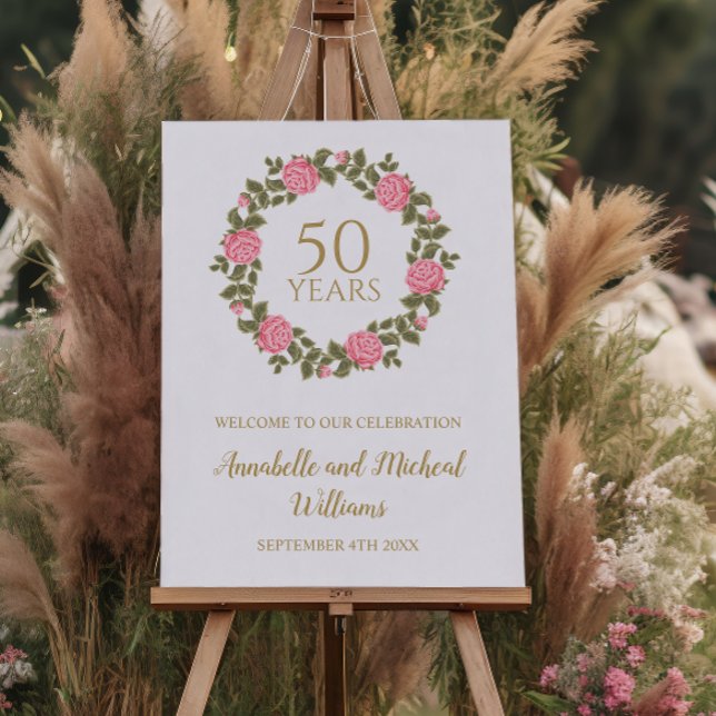 Poster Rosas SELVAGENS DE PINK WILD WREATH 50th Wedding W (Criador carregado)