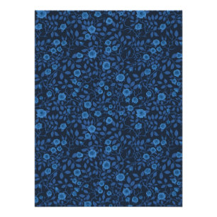 Póster Rosas selvagens em azul
