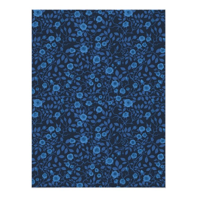 Póster Rosas selvagens em azul (Frente)