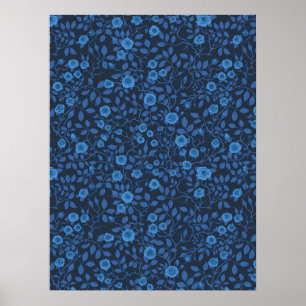 Poster Rosas selvagens em azul