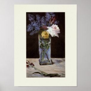 Poster Rosas, tulipas, & Lilacs em um vaso de cristal