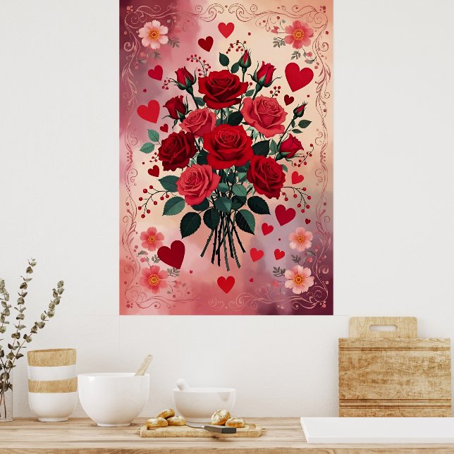 Poster Rosas Vermelhas, Dia dos Namorados, (Cozinha)
