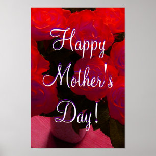 Póster Rosas vermelhas Dias de as mães felizes