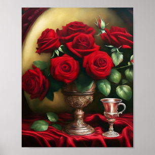 Poster Rosas vermelhas Elegantes Botânicas