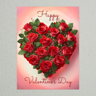 Poster Rosas Vermelhas Românticas Elegantes Coração Dia d