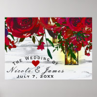 Rosas Vermelhas Românticas em Aquarela & Casamento
