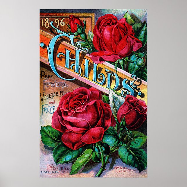 Poster Rosas vermelhas Vintage (Frente)