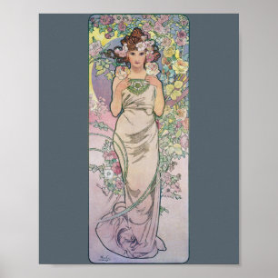 Poster Rose (Four Flowers), Alphonse Mucha