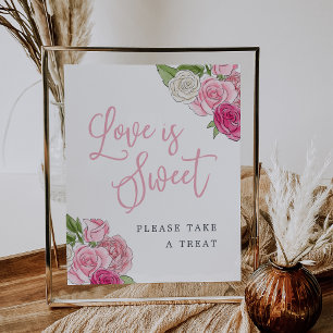 Poster Rosé Garden "Love is Sweet" Favor e Treats Sinal
