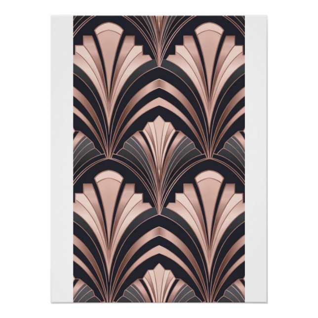 Póster Rose Gold Romance Neo Art Deco Fan Design (Frente)