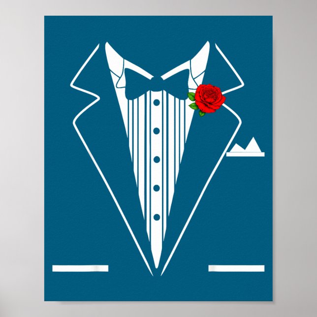 Poster Rose Tuxedo Tux Wedding Prom Costume Party Men Kid (Frente)