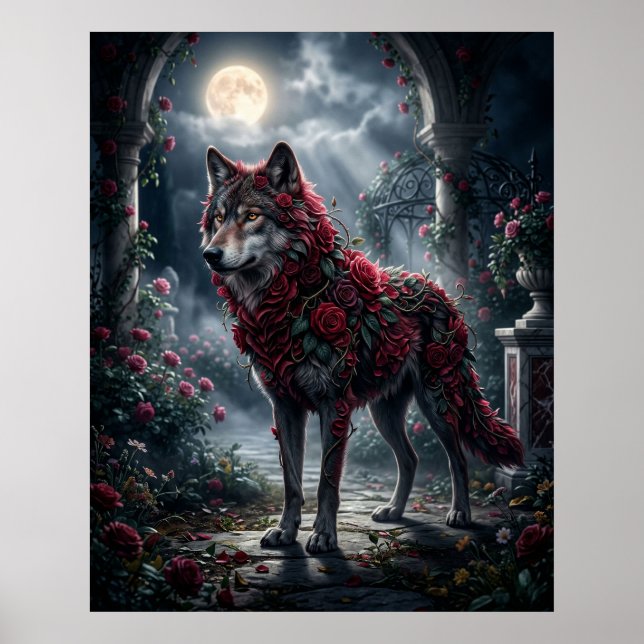 Poster Rose Wolf Midnight Garden (Frente)