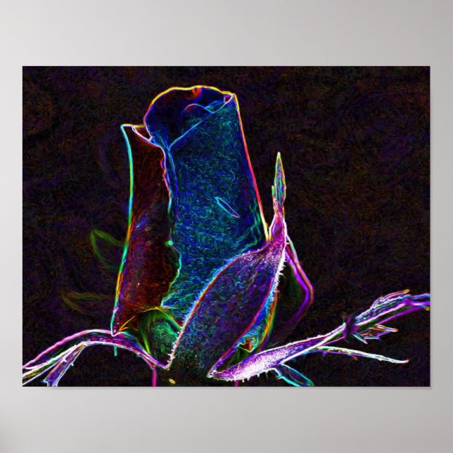 Poster Rosebud Elétrico Flower Art (Frente)
