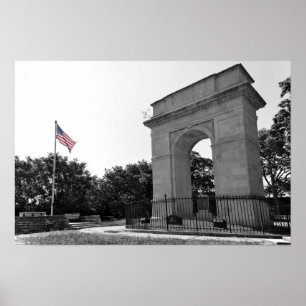 Póster Rosedale Memorial Arch and Flag, Kansas City, BW