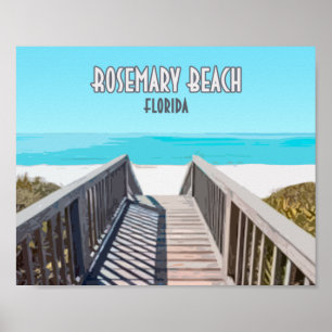 Poster Rosemary Beach, Flórida, Golfo, Vintage