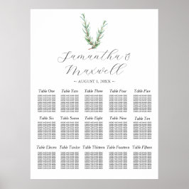 Poster Rosemary de Cores Aquáticas do Gráfico de Casament