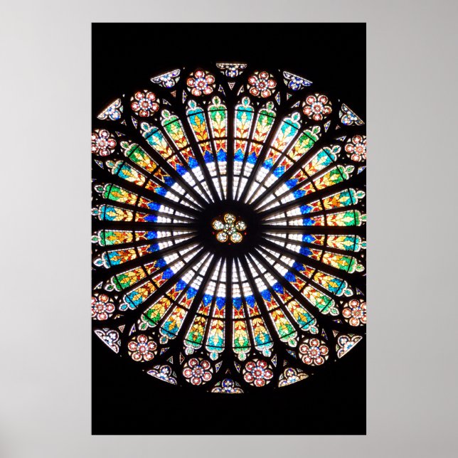 Poster roseta de catedral de vidro colorido (Frente)