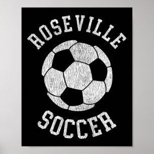 Poster Roseville Futebol Retro Desgastado Vintage 90's