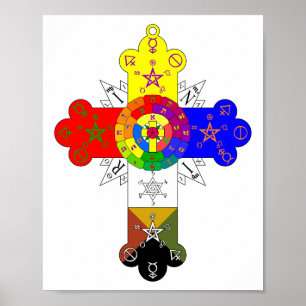 Póster Rosicrucian Lamen transversal cor-de-rosa
