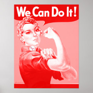 Póster Rosie cor-de-rosa o rebitador "nós podemos