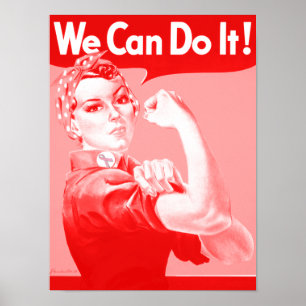 Póster Rosie cor-de-rosa o rebitador "nós podemos