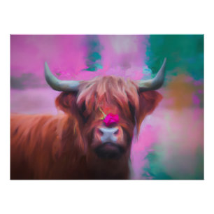 Póster "Rosie das Terras Altas" – Retrato de Vaca das Ter
