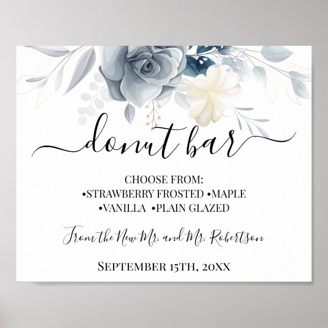 Poster Rosquinha Bar Doce Mesa Sinal Recepção de casament (Frente)