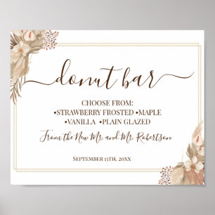 Poster Rosquinha Bar Doce Mesa Sinal Recepção de casament