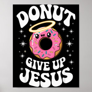 Poster Rosquinha Cristã Engraçada Fofa Fé Humor Retro Jes