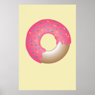 Poster Rosquinha de espiral rosa na cozinha ilustrada ama