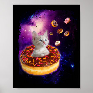 Poster Rosquinha De Gato Bestial No Espaço Menina - Gatin