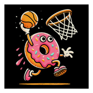 Póster Rosquinha Engraçada, Comida de basquetebol, Dunbal