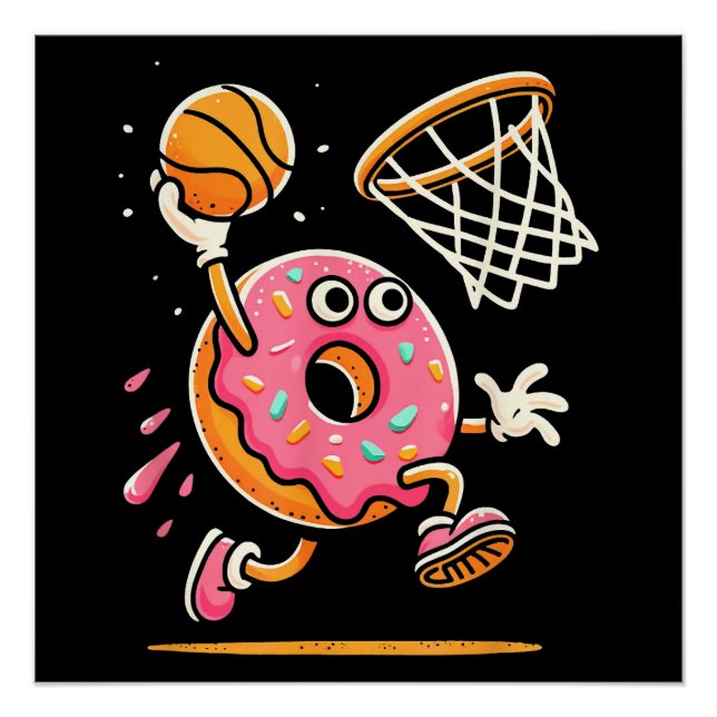 Póster Rosquinha Engraçada, Comida de basquetebol, Dunbal (Frente)