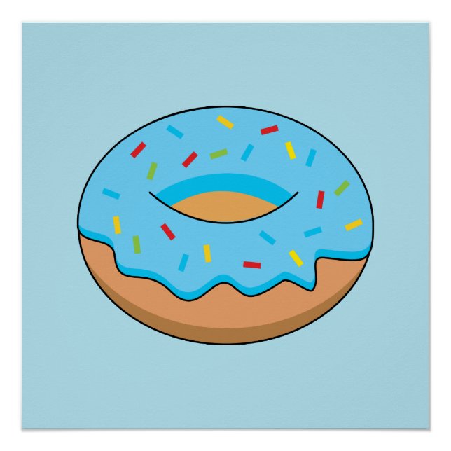 Póster Rosquinha Fosco Azul com Cartoon Sprinkles (Frente)
