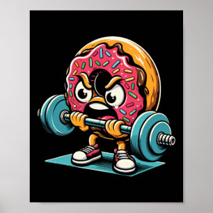 Poster Rosquinha Levantando Pesos Diversão Academia Trein