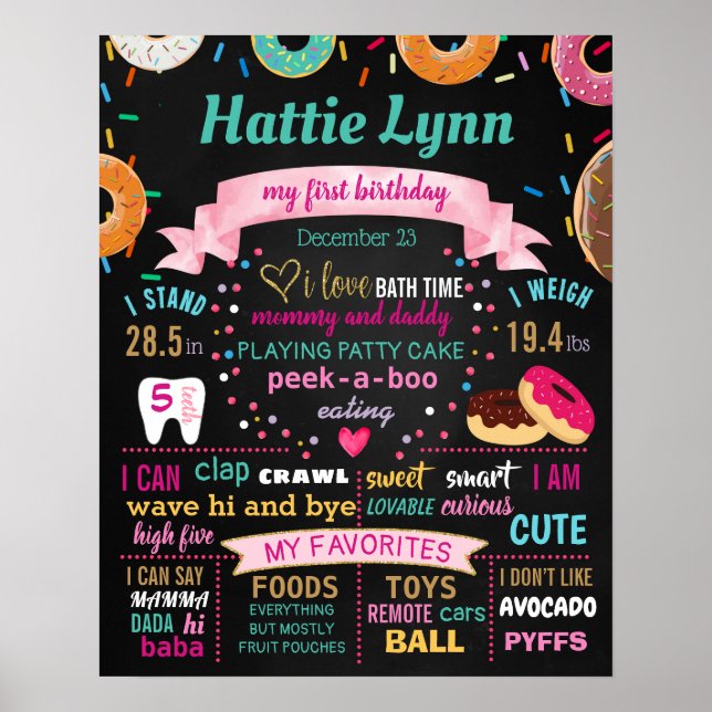 Poster Rosquinha Não Aumente a placa de quadro de aviso d (Frente)