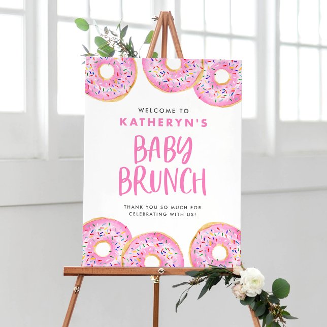 Poster Rosquinha Rosa Sprinkle Baby Brunch Bem-vindo (Criador carregado)
