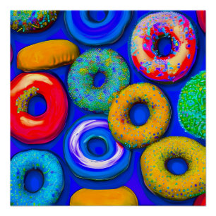 Póster Rosquinhas coloridas azuis