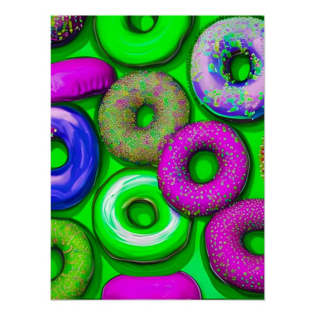 Póster Rosquinhas Coloridas Verde (Frente)